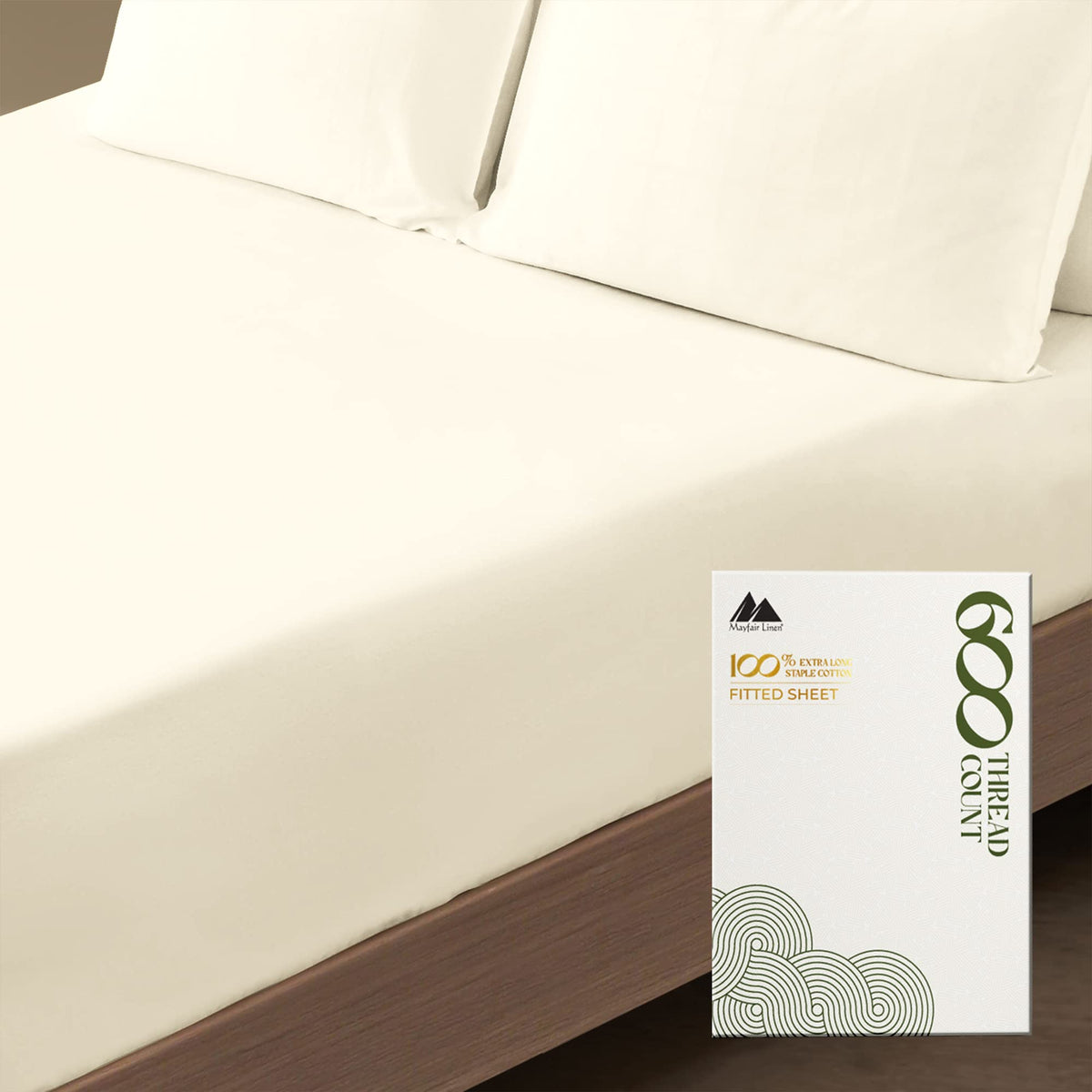Mayfair Linen 100% Egyptian Cotton Fitted Sheet Twin Size - 600 Thread Count 16' Deep Pocket Twin Fitted Sheet Only, Soft Cooli