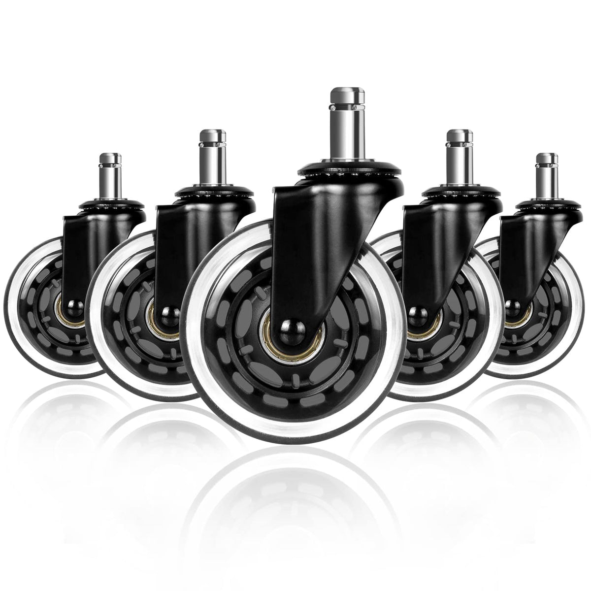 Hirate Office Chair Caster, 3' Computer Desk Chair Replacement Set of 5 Heavy Duty Protection for All Floors, Universal Stem 11