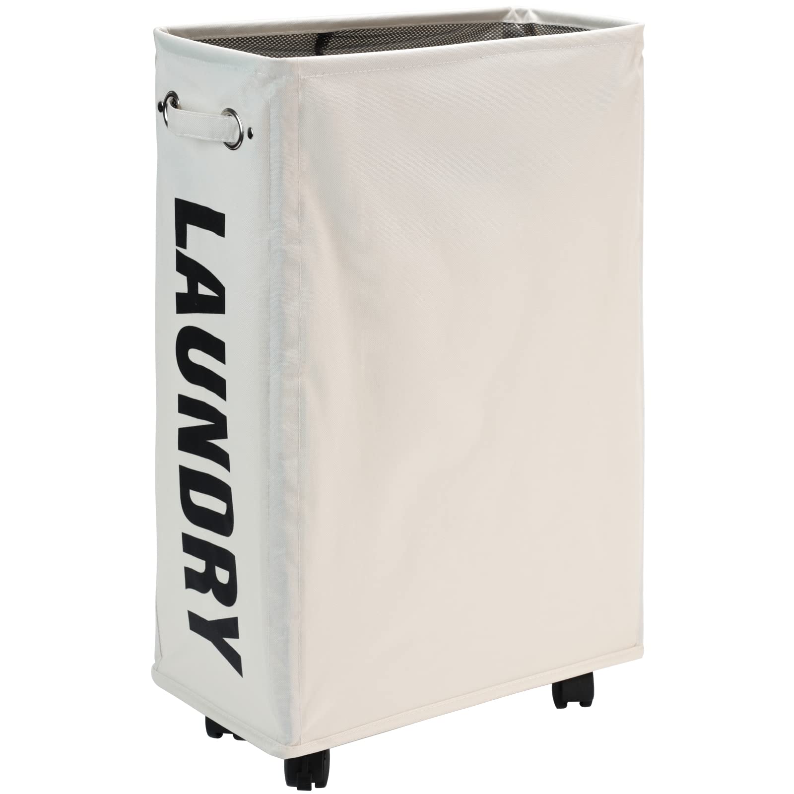 DOKEHOM 25-Inches Slim Laundry Basket on Wheels, Collapsible Rolling Laundry Hamper, Foldable Narrow Corner Clothes Storage Bins