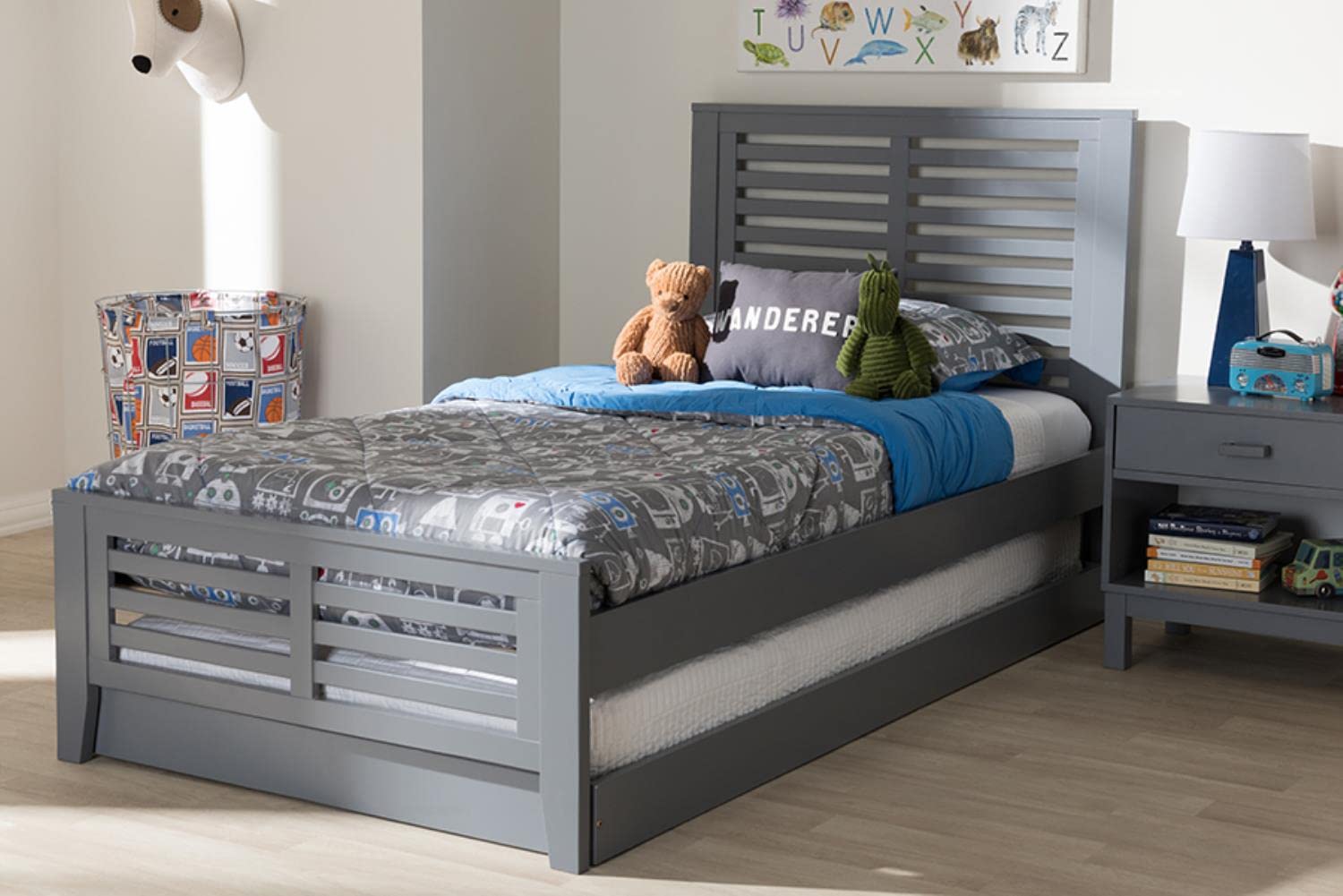 Baxton Studio Catalina Platform Bed with Trundle - Thumbnail 5