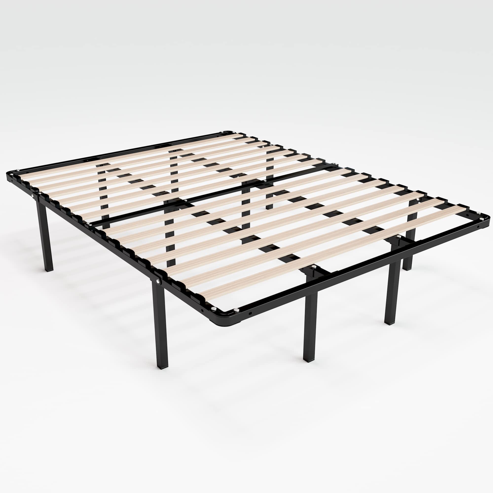 ZINUS 14 Inch SmartBase Euro Slats Mattress Foundation, Metal Platform Bed Frame, No Box Spring Needed, Sturdy Steel & Wood Fram