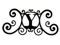 Bookishbunny Monogram Initial Letter A-Z Wrought Iron Metal Scrolled Door Wall Decoration Plaque Art, 24 x 11 inch 2mm Thick (Y)