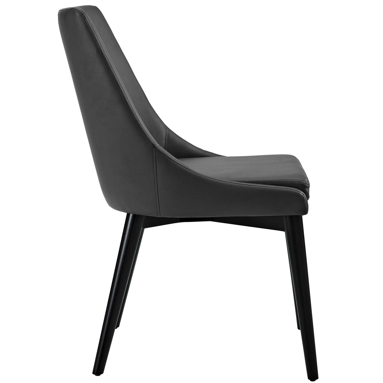 Modway Viscount Mid-Century Modern Faux Leather Upholstered Two Dining Chairs In Black