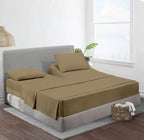 Flex Head King Sheets Sets For Adjustable Beds-Top Split King Sheets Sets (4 Pcs) King 34 Inch Down Sheets Taupe 15-18 Inch Deep Sheets
