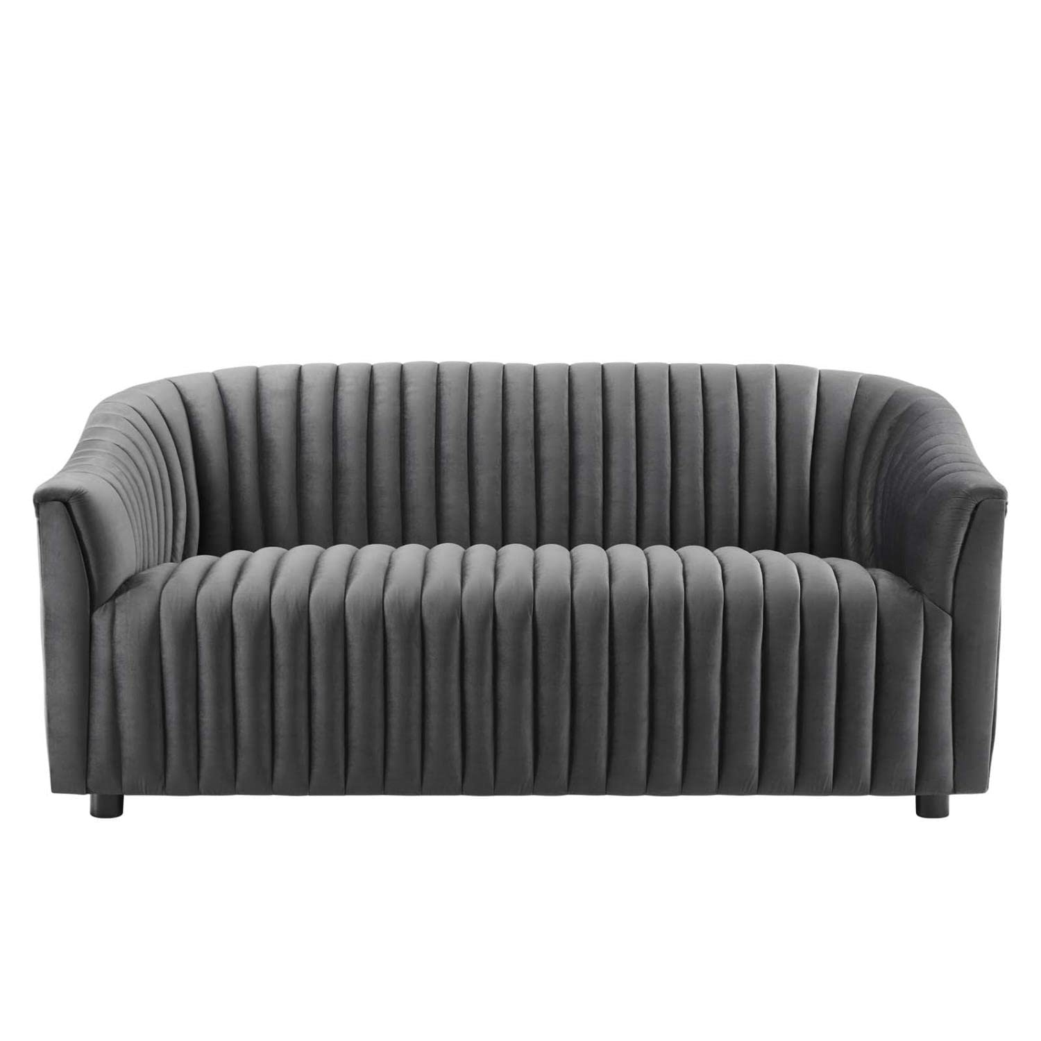Modway Announce Modern Performance Velvet Channel Tufted Loveseat In Charcoal