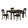 East West Furniture CALY5-CAP-W 5 Piece Dining Table Set for 4 Includes a Rectangle Kitchen Table and 4 Dinette Chairs, 36x60 Inch, Cappuccino