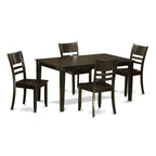 East West Furniture CALY5-CAP-W 5 Piece Dining Table Set for 4 Includes a Rectangle Kitchen Table and 4 Dinette Chairs, 36x60 Inch, Cappuccino