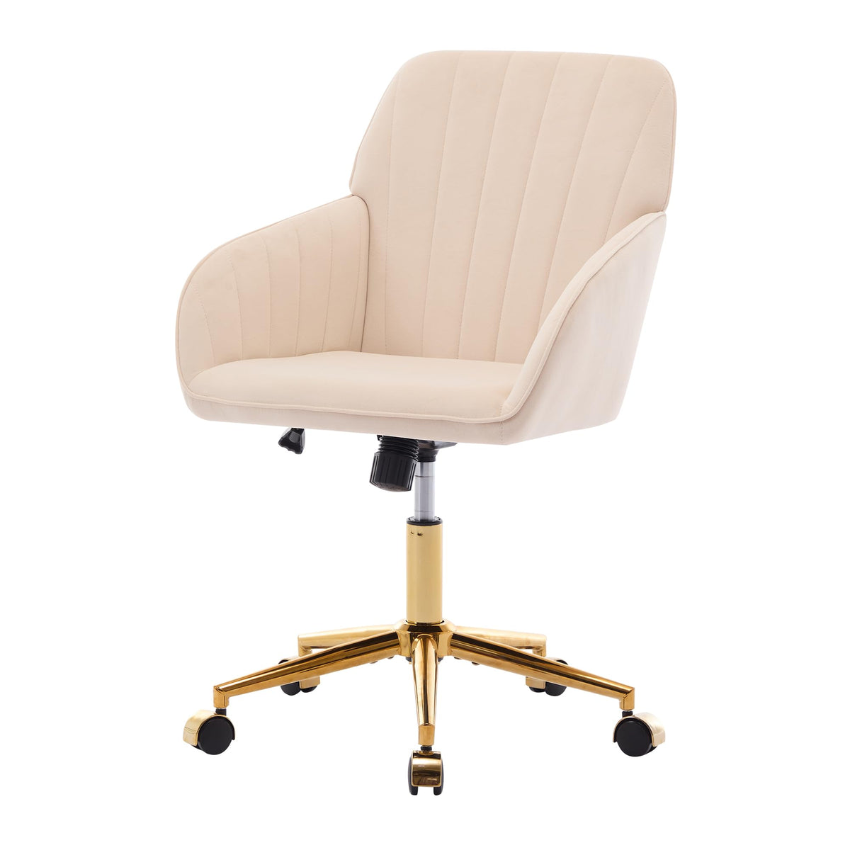 Yisheng Velvet Office Desk Chair With Gold Base, With Wheels,Modern Height Adjustable 360 Degree Swivel Upholstered Vanity Chair