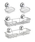 SANNO Suction Cups Shower Caddy Suction Soap Holder, Shower Organizer with Soap Holder Wall Mounted Stainless Steel Rustproof Sh