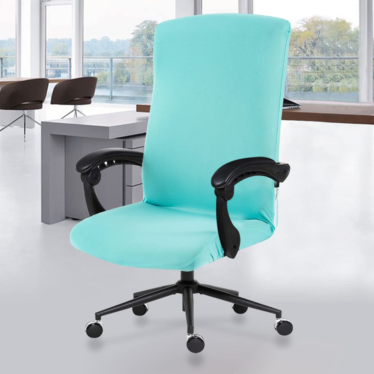 Elastic Computer Chair Cover With Durable Zipper - Protective Removable Washable Universal Office Desk Chair Seat Slip Cover - S