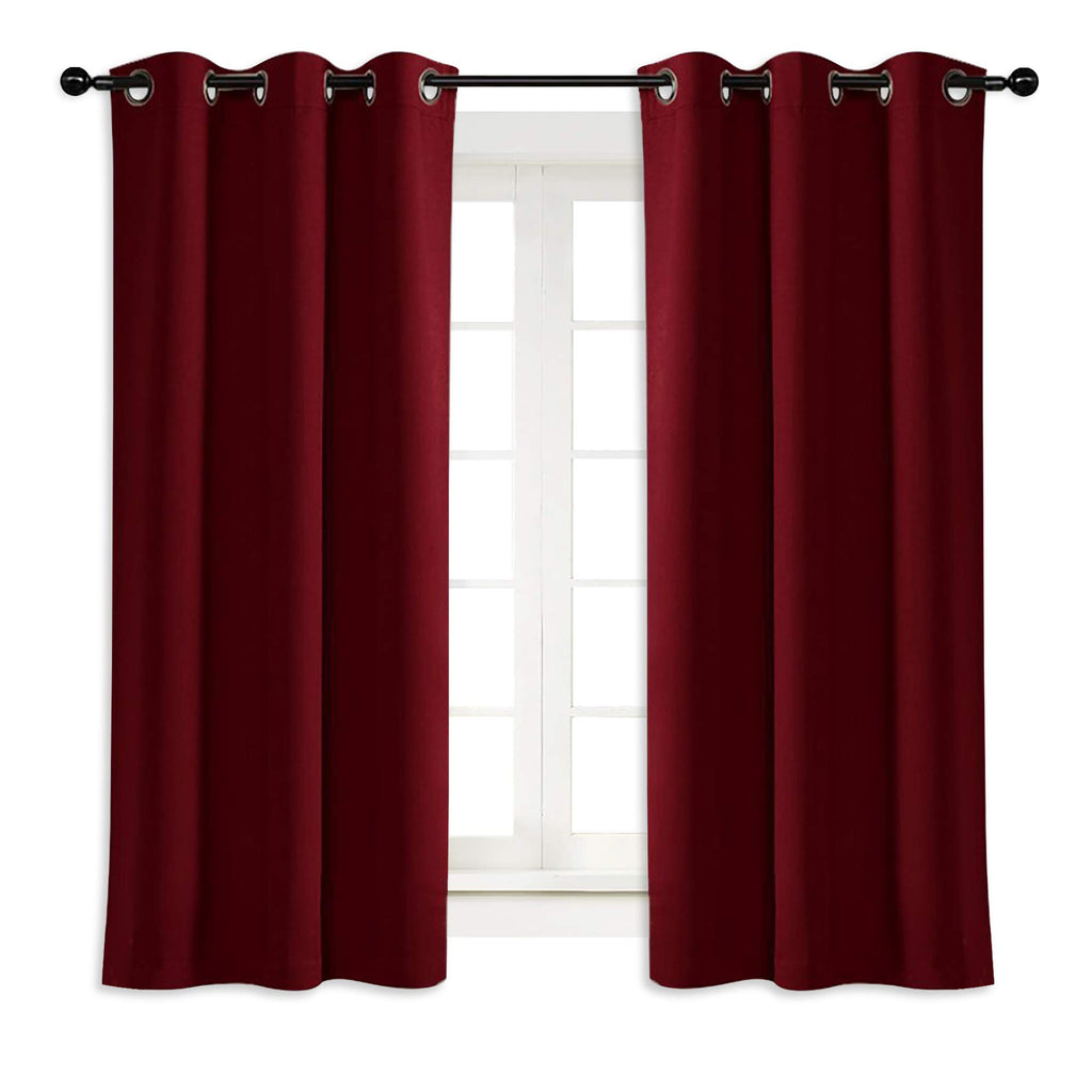 Nicetown Burgundy Blackout Window Curtain For Kitchen Noise Reducing Solid Grommet Window Treatment Drapery/Drape For Thanksgivi