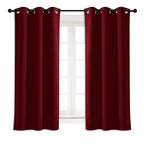 Nicetown Burgundy Blackout Window Curtain For Kitchen Noise Reducing Solid Grommet Window Treatment Drapery/Drape For Thanksgivi