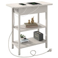 Lidyuk End Table With Charging Station, Flip Top Side Table With Usb Ports And Outlets, Nightstand For Small Spaces, Bedside Tables With Storage Shelf For Living Room, Bedroom, White