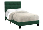 Monarch Specialties I 5917T Bed, Twin Size, Upholstered, Bedroom, Frame Only, Youth, Teen, Juvenile, Green Velvet