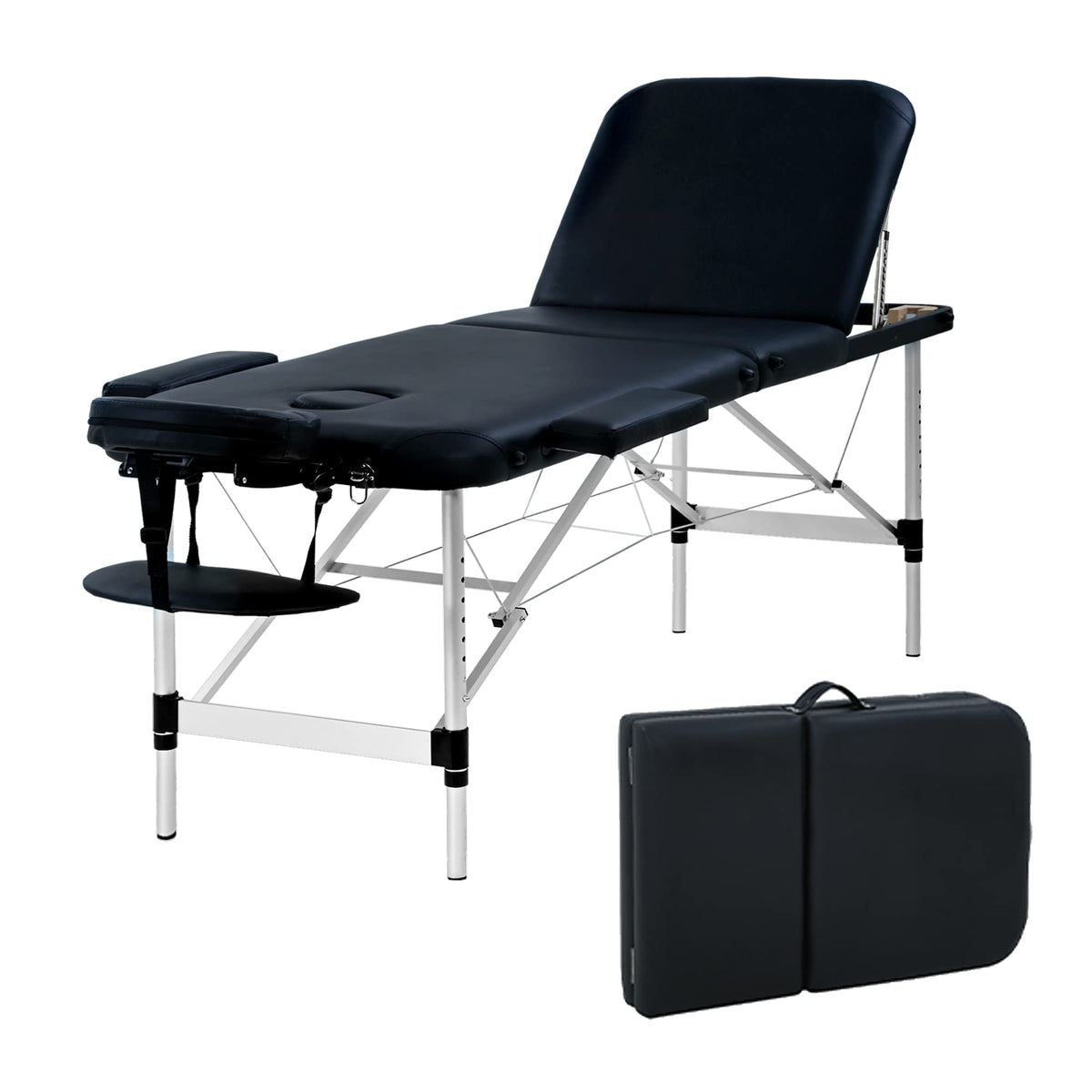 Bestmassage Aluminium Massage Bed Portable Massage Table 24 Inche Wide Lash Bed Heigh Adjustable 3 Folding Spa Table With Non-Wo