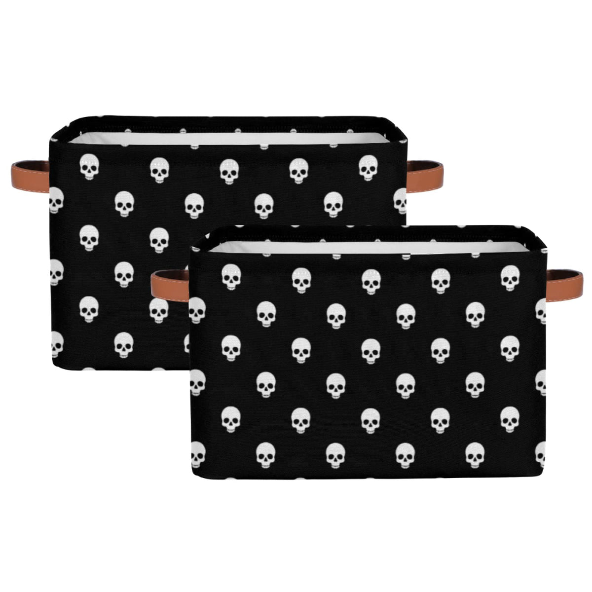 AUUXVA Skull Skeleton Pattern Storage Bin Basket with Handle Collapsible Fabric Laundry Storage Cube Container Box for Home Offi