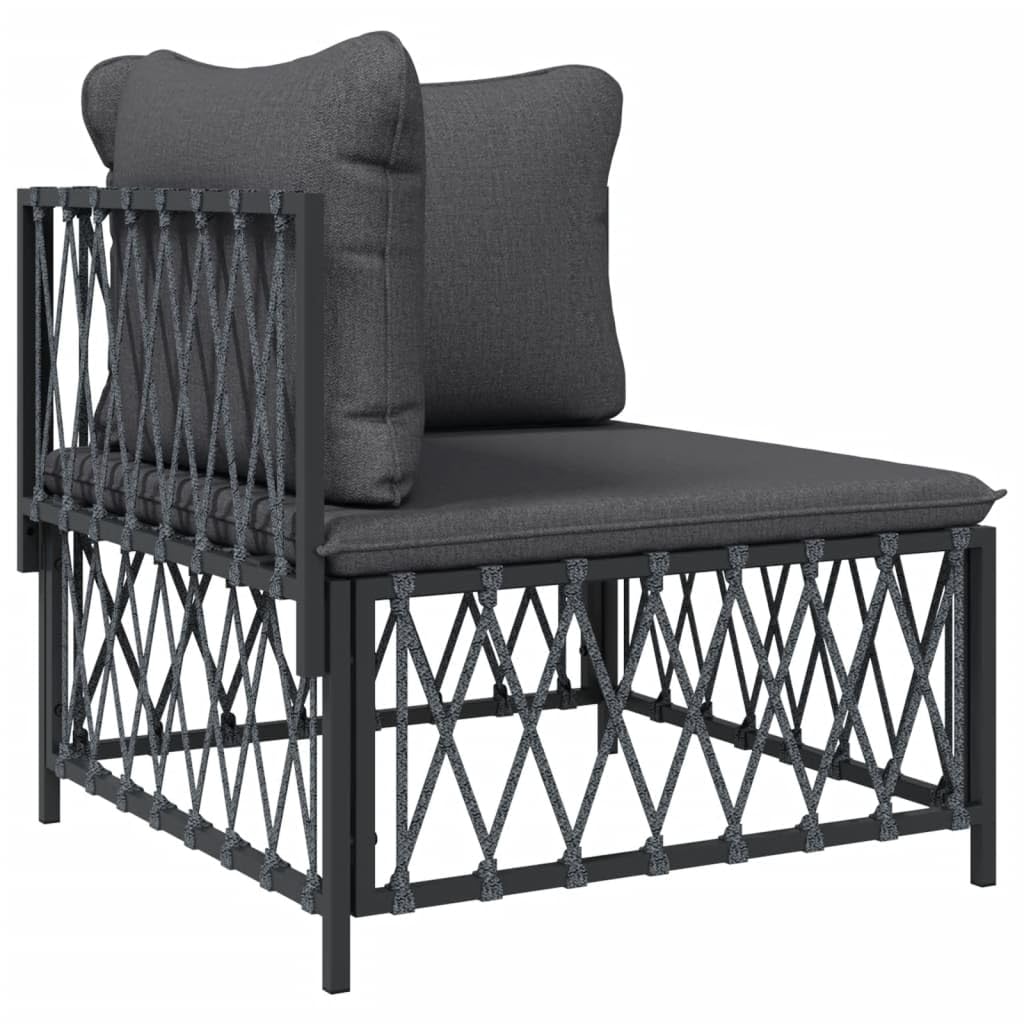 vidaXL 5 Piece Patio Lounge Set - Comfortable Outdoor Seating with Cushions, Durable Steel Frame, Anthracite Color, Modular Design