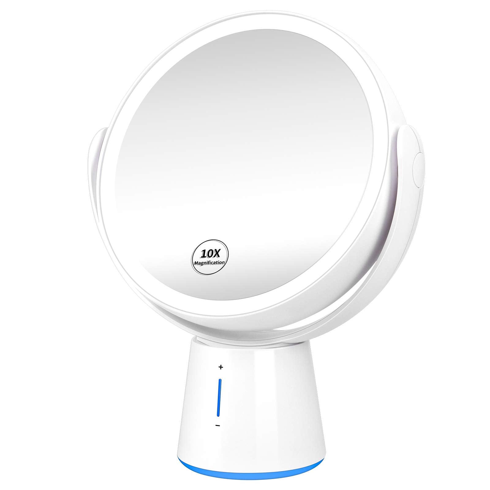 Rechargeable Led Makeup Mirror with Lights, 3 Color Lighting 1X 10X Magnifying Lighted Vanity Mirror, Touch Control, 360Rotation