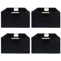 ENIPEDITA 4 Pcs Fabric Storage Bins with Handle Black Collapsible Shelves Storage Basket Rectangle Wardrobe Organizer for Closet