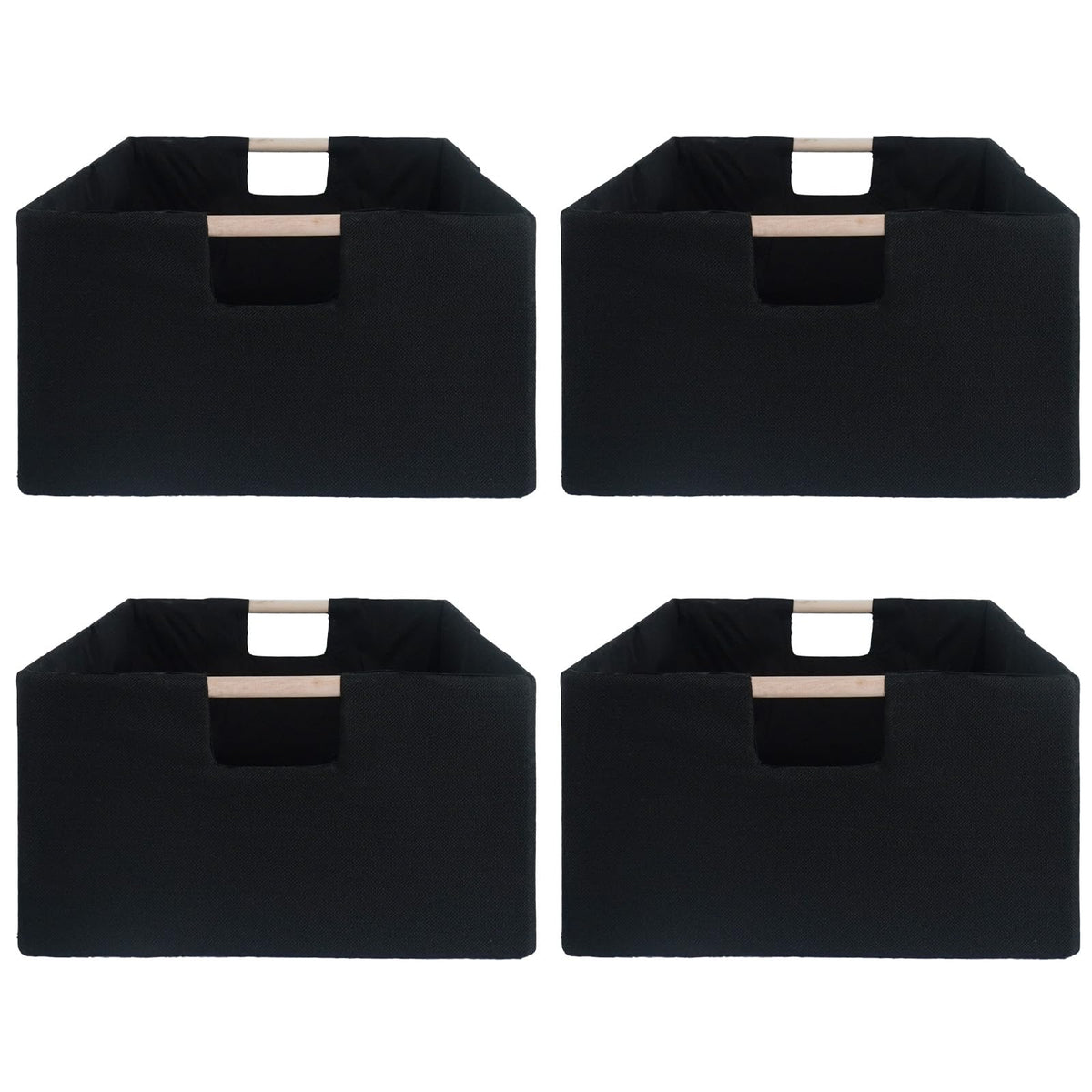 ENIPEDITA 4 Pcs Fabric Storage Bins with Handle Black Collapsible Shelves Storage Basket Rectangle Wardrobe Organizer for Closet