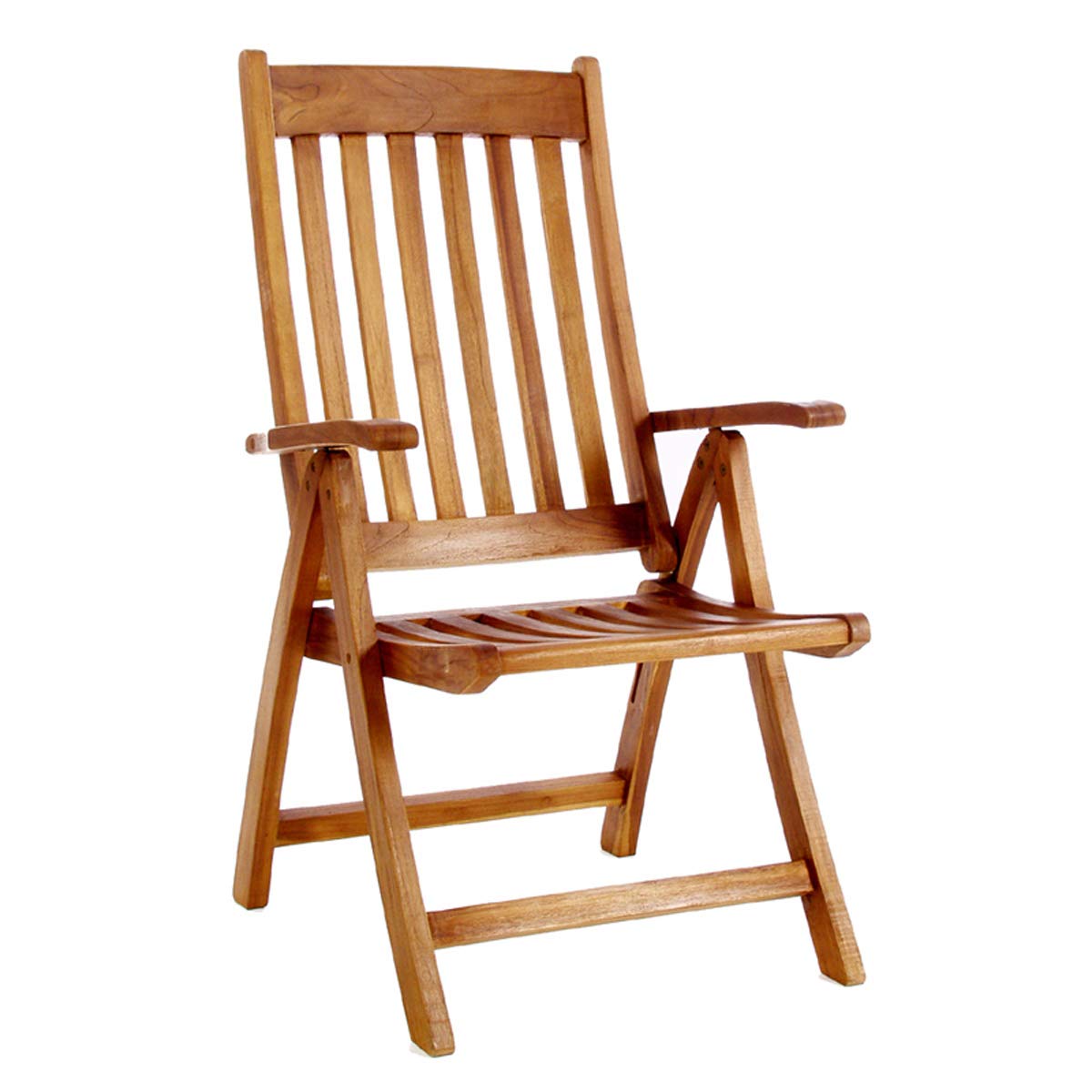 All Things Cedar TF44 Teak Folding Arm Chair | Foldable Outdoor Chair | Durable Patio Furniture | 5 Reclining Options | Easy Storage | No Cushions (24x26x42)