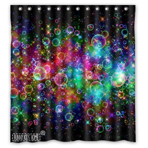 FUNNY KIDS HOME Colorful Bubbles Beautiful Rainbow Abstract- Personalize Custom Bathroom Shower Curtain Waterproof Polyester Fa