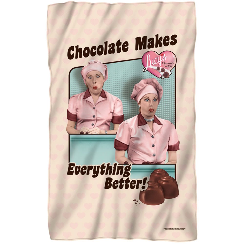I Love Lucy Friends And Chocolate Fleece Throw Blanket (36'X58')