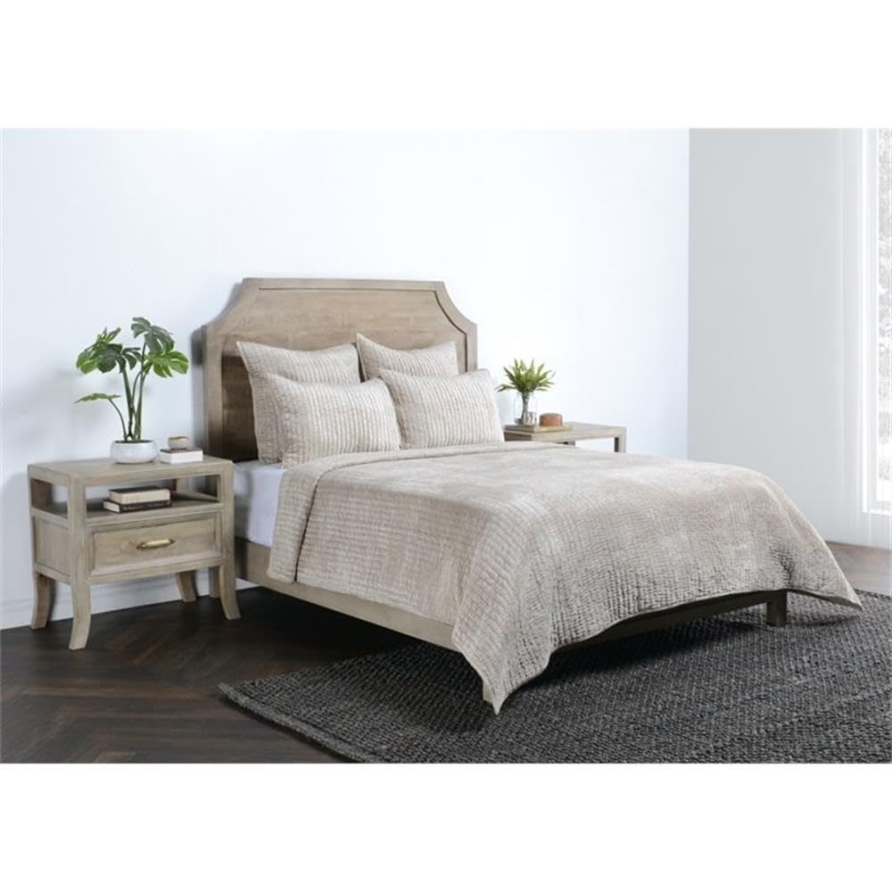 Kosas Home Dimitry 96X108 Rayon Velvet And Cotton Sateen King Quilt In Beige