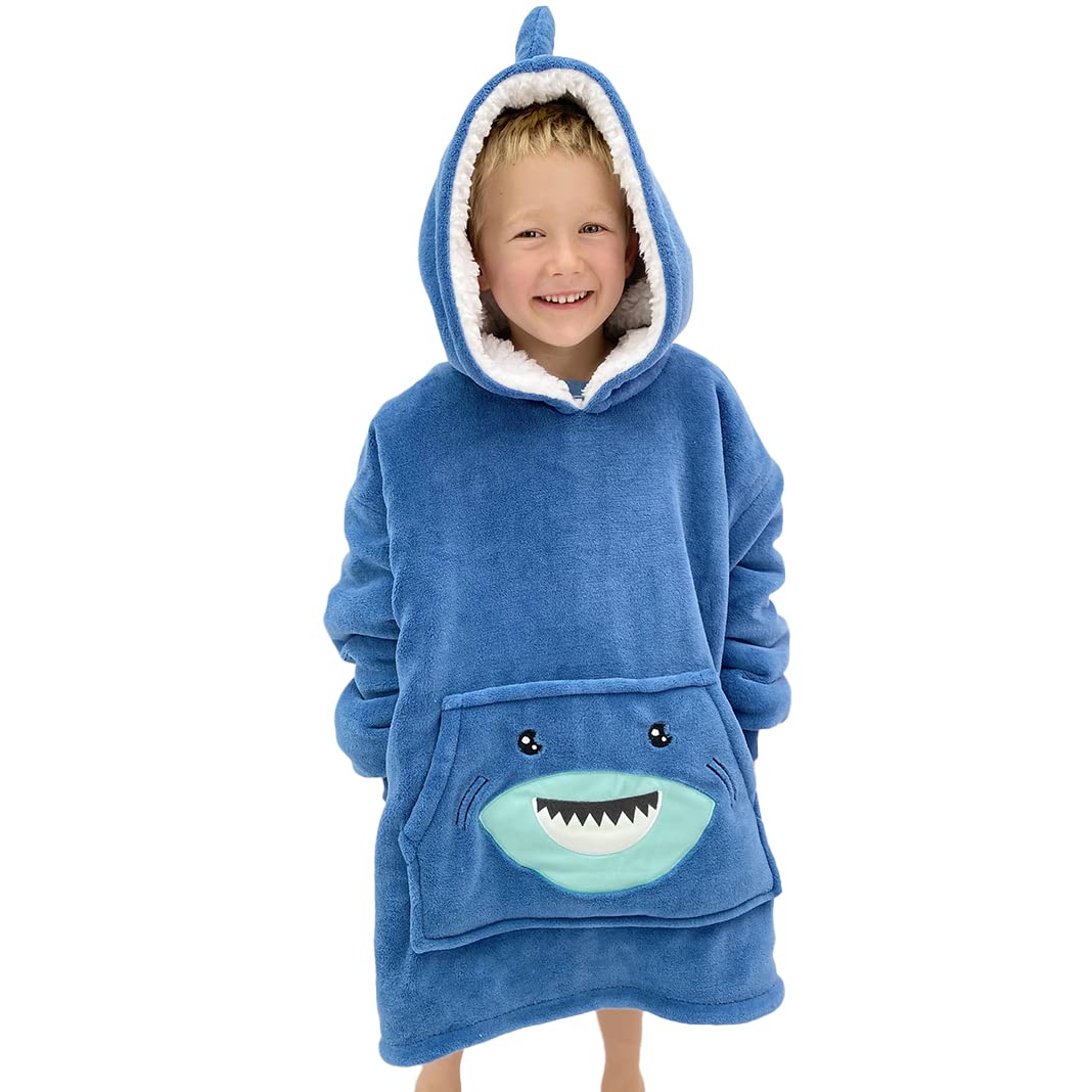 Wearable Blanket Kids 3-10Yr, Fun Animal Kids Blanket Hoodie, Kids Comfy Hoodie Blanket, Kids Hooded Blanket Girl Boy Toddler (B