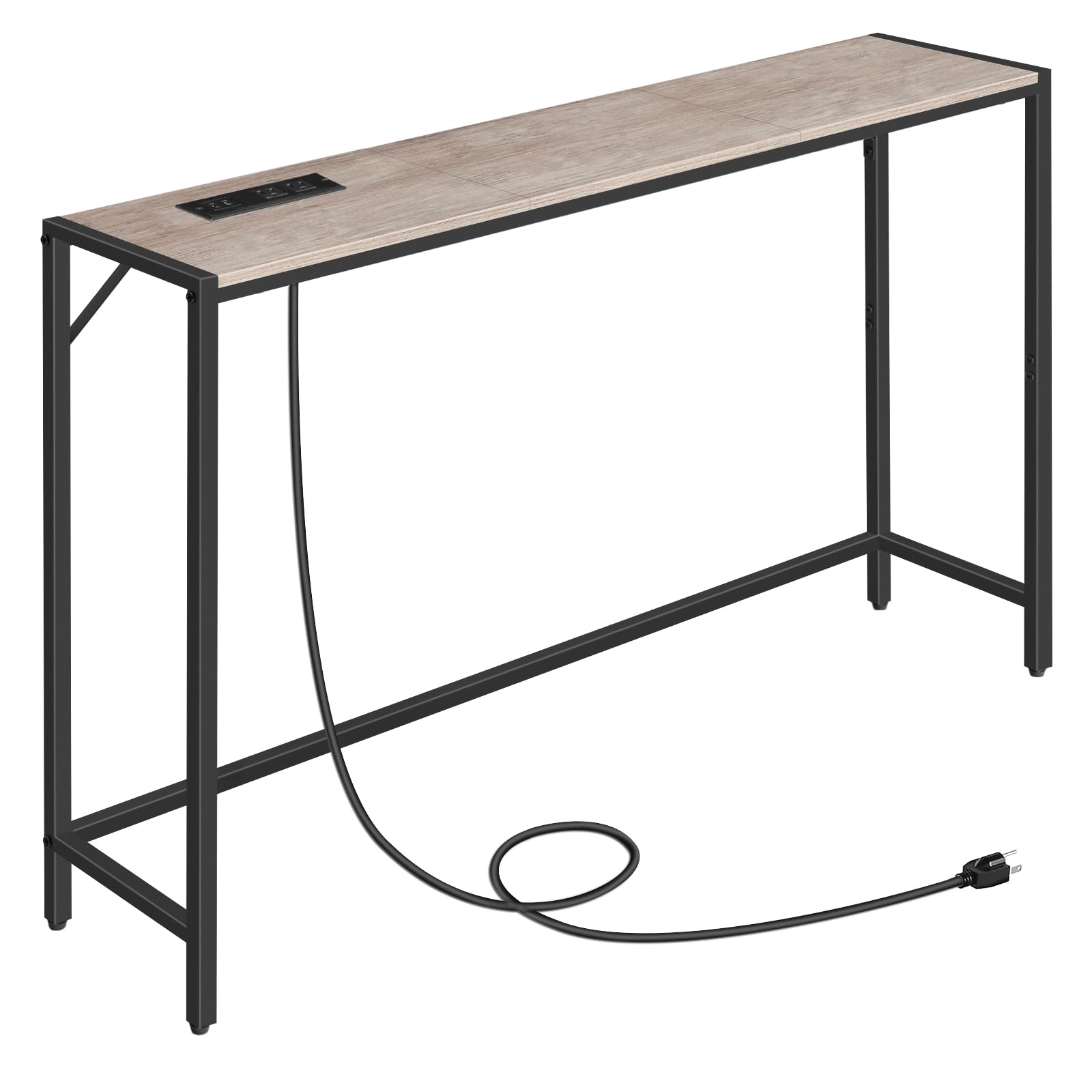 MAHANCRIS Console Table, Narrow Sofa Table, 43.3    Entrance Table with Power Station, Behind Couch Table, Simple Style, for Liv