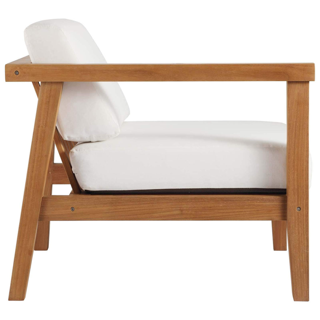 Modway Eei-4128-Nat-Whi Bayport Patio Teak Wood Left-Arm Chair, Natural White
