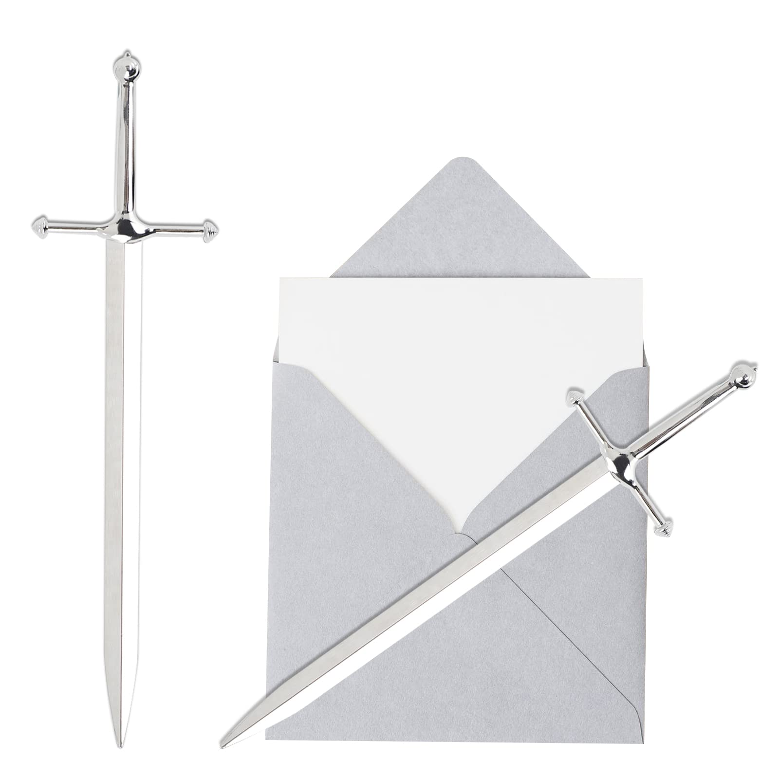 Silvery Metal Letter Opener Office Letter Opener Knife Metal Plated Envelope Opener Ergonomic Grip Handle Practical Ornamental L