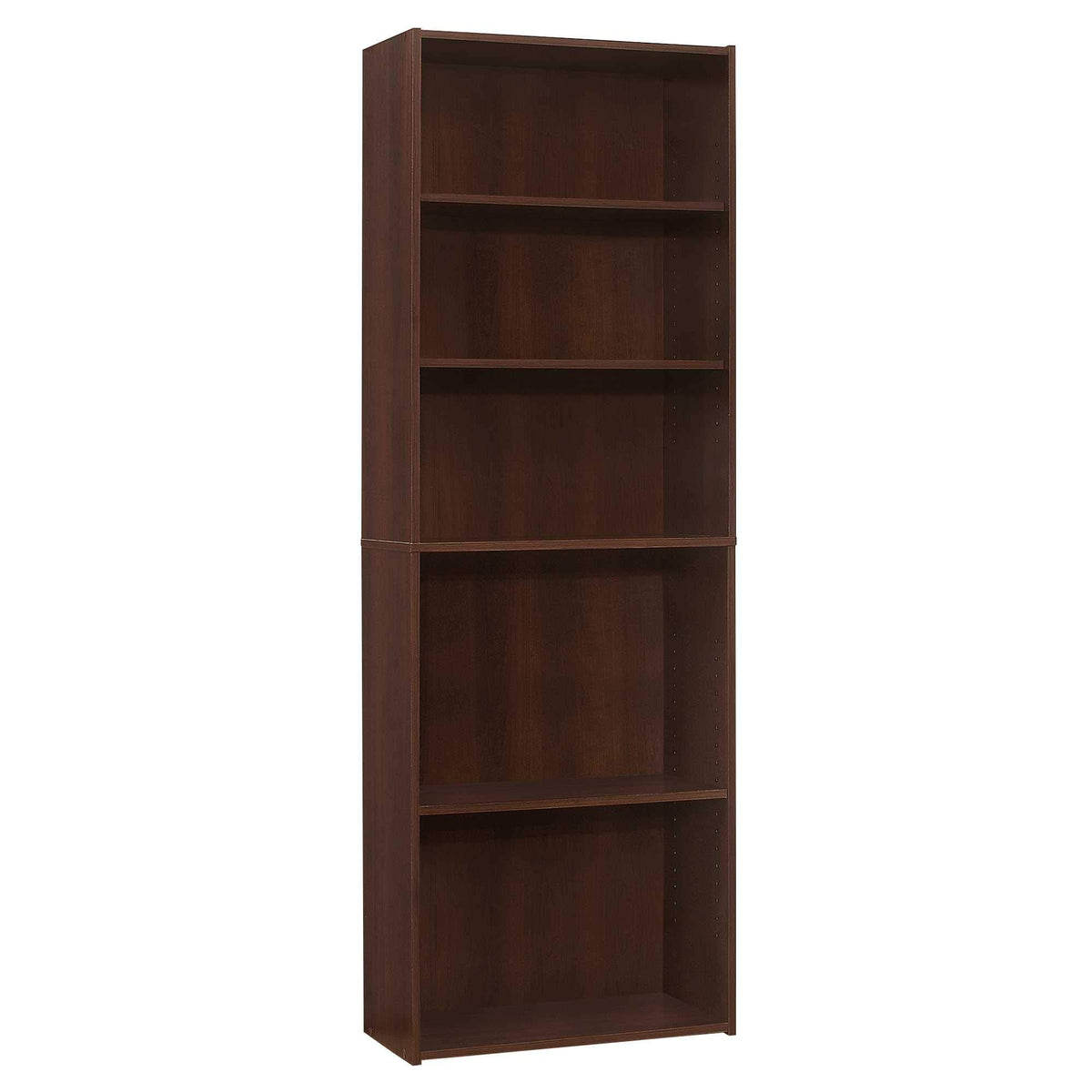 HomeRoots Particle Board,Laminate 11.75'x 24.75'x 71.25' Bookcase Cherry with 5 Shelves