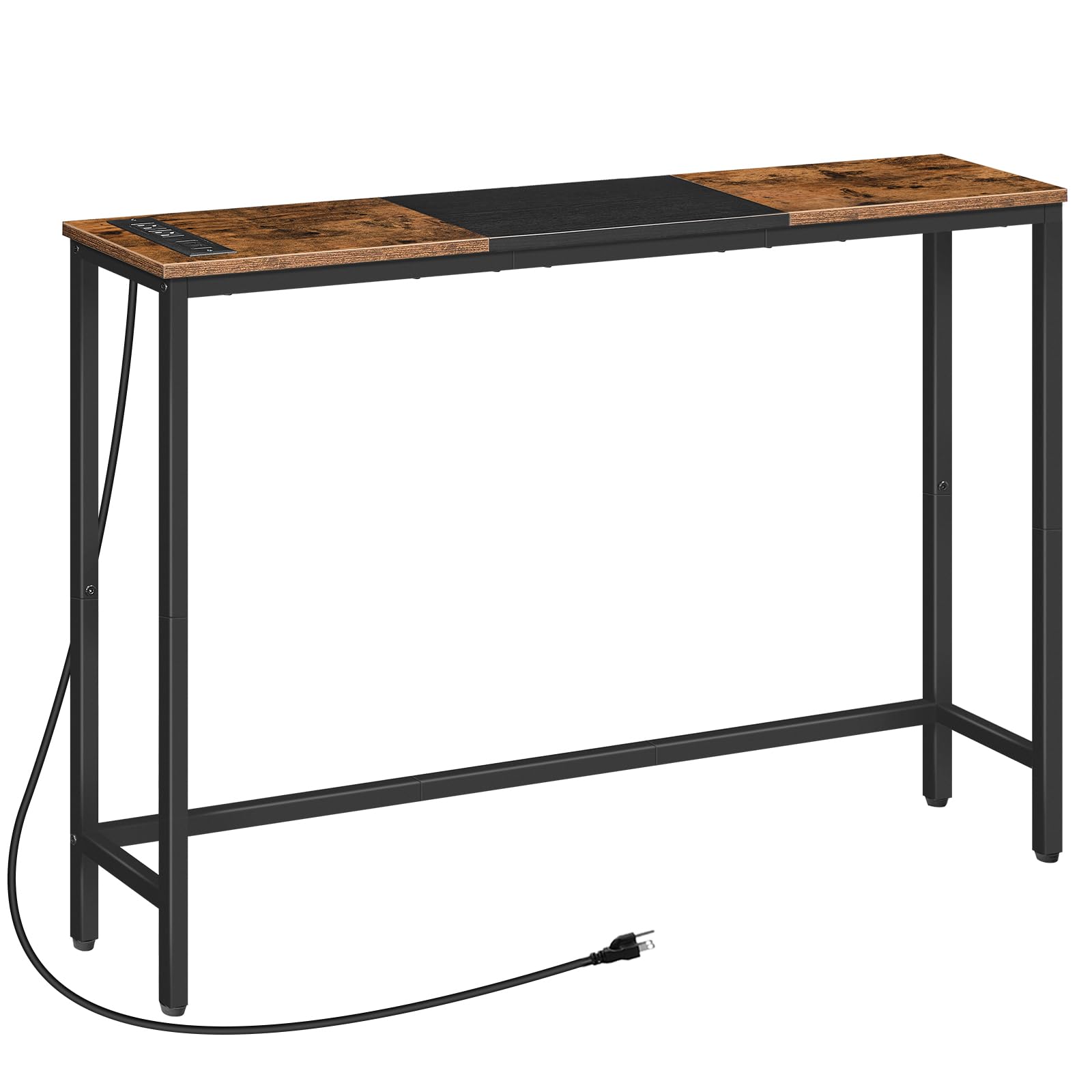 HOOBRO Narrow Console Table with Power Outlets, 44.9-Inch Sofa Table, Slim Behind Couch Table, Entryway Display Shelf, for Livin