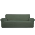 Purefit Stretch Sofa Slipcover – Spandex Jacquard Non Slip Soft Couch Sofa Cover, Washable Furniture Protector With Non Skid Foam And Elastic Bottom For Kids (Sofa, Greyish Green)