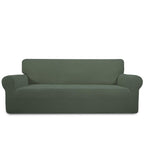 Purefit Stretch Sofa Slipcover – Spandex Jacquard Non Slip Soft Couch Sofa Cover, Washable Furniture Protector With Non Skid Foam And Elastic Bottom For Kids (Sofa, Greyish Green)