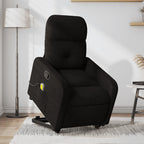 vidaXL Black Fabric Massage Power Lift Recliner Chair - Electric-Assisted Standing, Manual Reclining, Vibration Massage, Comfort Padding, and Side Pocket