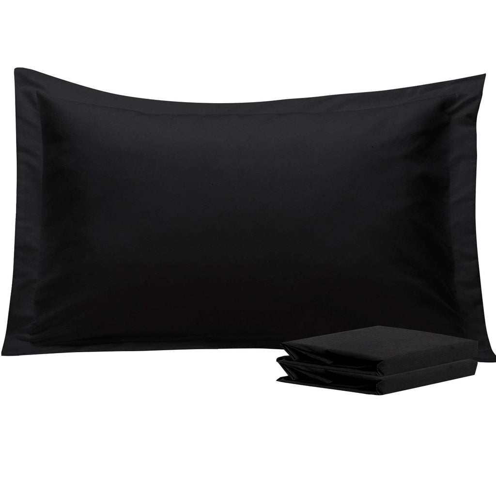 Ntbay 100% Brushed Microfiber King Pillow Shams Set Of 2, Super Soft And Cozy, Wrinkle, Fade, Stain Resistant 20X36 Inches Oxford Pillowcases, Black