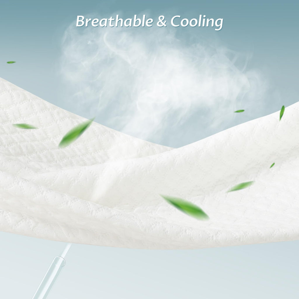 Full Size Bamboo Rayon Mattress Protector With Zipper - 100% Waterproof Zippered Mattress Cover - Soft & Cooling Noiseless Bed M