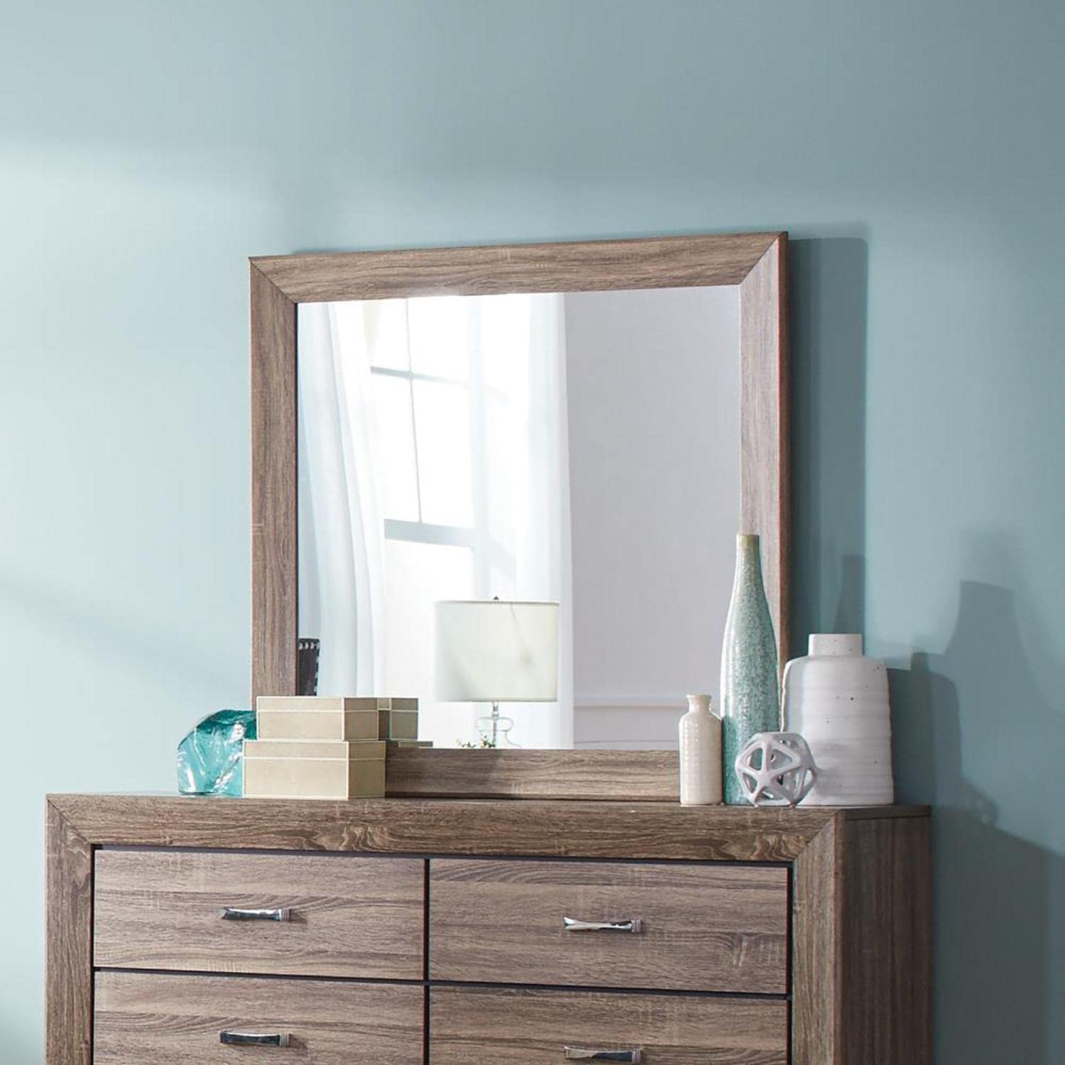 Coaster Home Furnishings Kauffman Rectangular Dresser Mirror, Washed Taupe