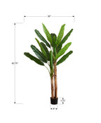 Monarch Specialties I 9593 Artificial Plant, 83' Tall, Banana Tree, Indoor, Decorative, Faux, Floor, Potted, Real Touch, Green Leaves, Black Pot