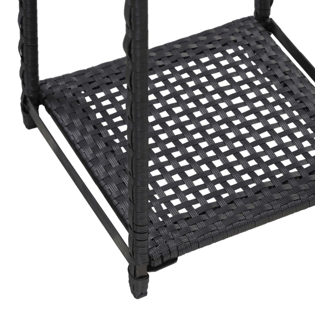 vidaXL Black Poly Rattan Storage Shelf - Versatile 5-Tier Display Rack for Living Room, Bedroom and Patio - Compact, Durable and Easy-to-Clean
