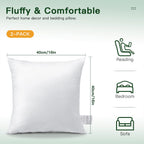 Otostar Pack Of 2 Throw Pillow Inserts, 16 X 16 Square Cushion Inner Soft Fluffy Plump Stuffer Cushion Pads White Decorative Pillow Inserts