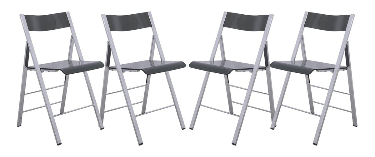 LeisureMod Modern Indoor/Outdoor Home Decorative Furniture Menno Acrylic Folding Chair, Set of 4 - Transparent Black