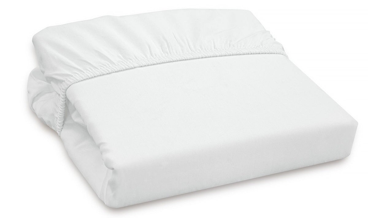 Royale Linens 300 Thread Count 100% Long Staple Combed Cotton Fitted Sheet - Super Soft Deep Pocket Bottom Sheet - White Fitted