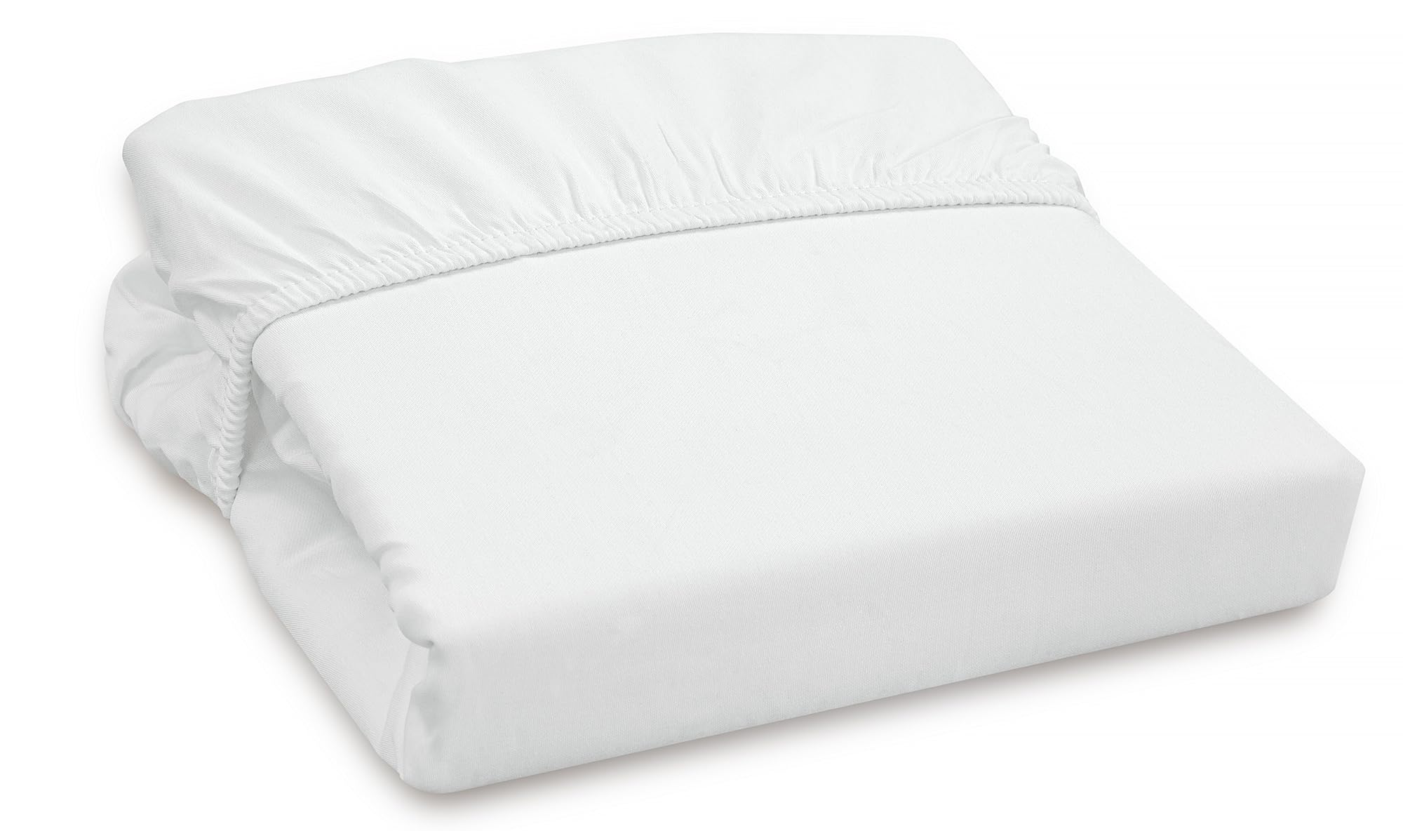 Royale Linens 300 Thread Count 100% Long Staple Combed Cotton Fitted Sheet - Super Soft Deep Pocket Bottom Sheet - White Fitted