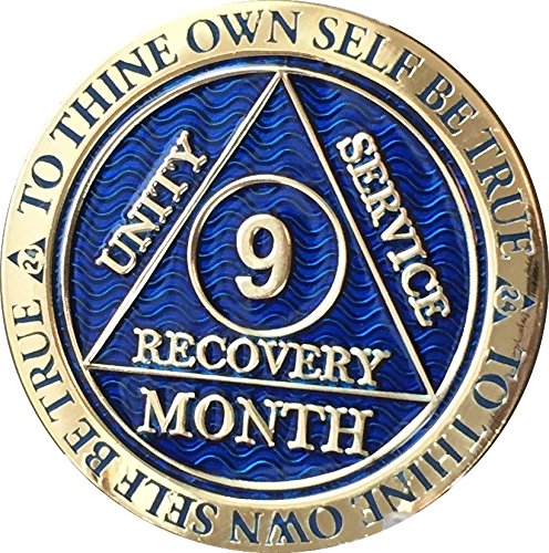 9 Month Aa Medallion Reflex Blue Gold Plated Chip