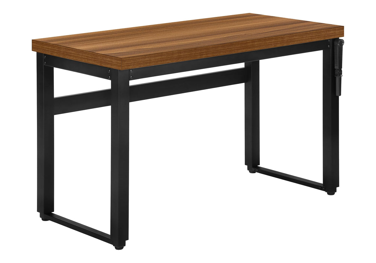 Monarch Specialties 7675 Computer Desk, Home Office, Standing, Adjustable, 48&quot; L, Work, Laptop, Metal, Laminate, Walnut, Black, Contemporary, Modern Desk-48 Adj.Height, 47.25&quot; L x 23.75&quot; W x 29.5&quot; H