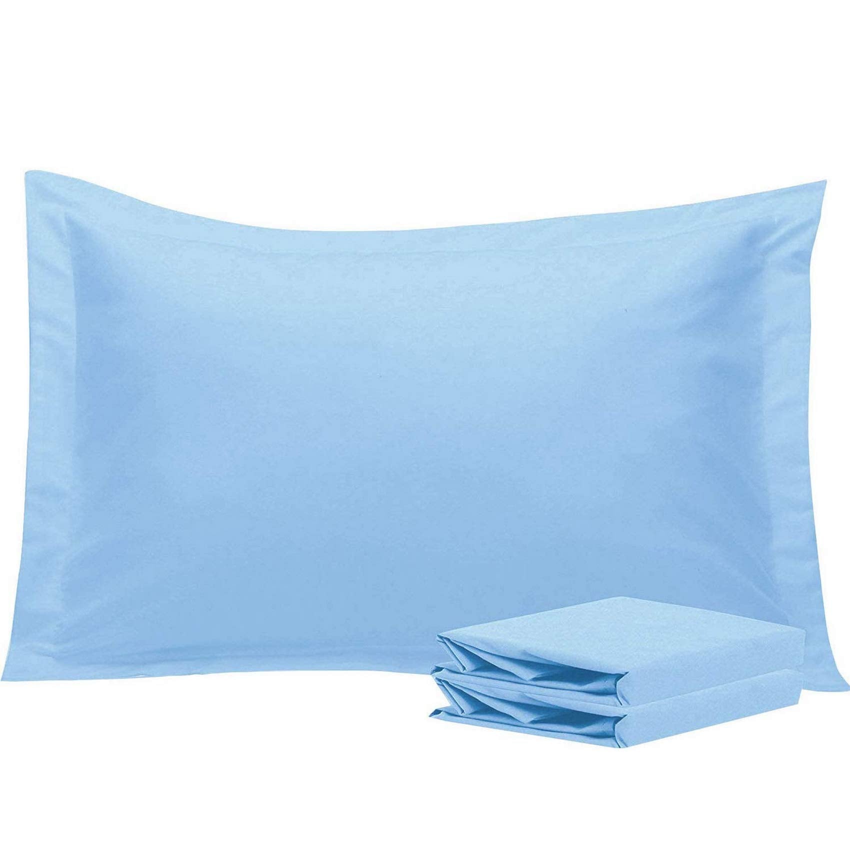 Ntbay 100% Brushed Microfiber Standard Pillow Shams Set Of 2, Super Soft And Cozy, Wrinkle, Fade, Stain Resistant 20X26 Inches Oxford Pillowcases, Sky Blue