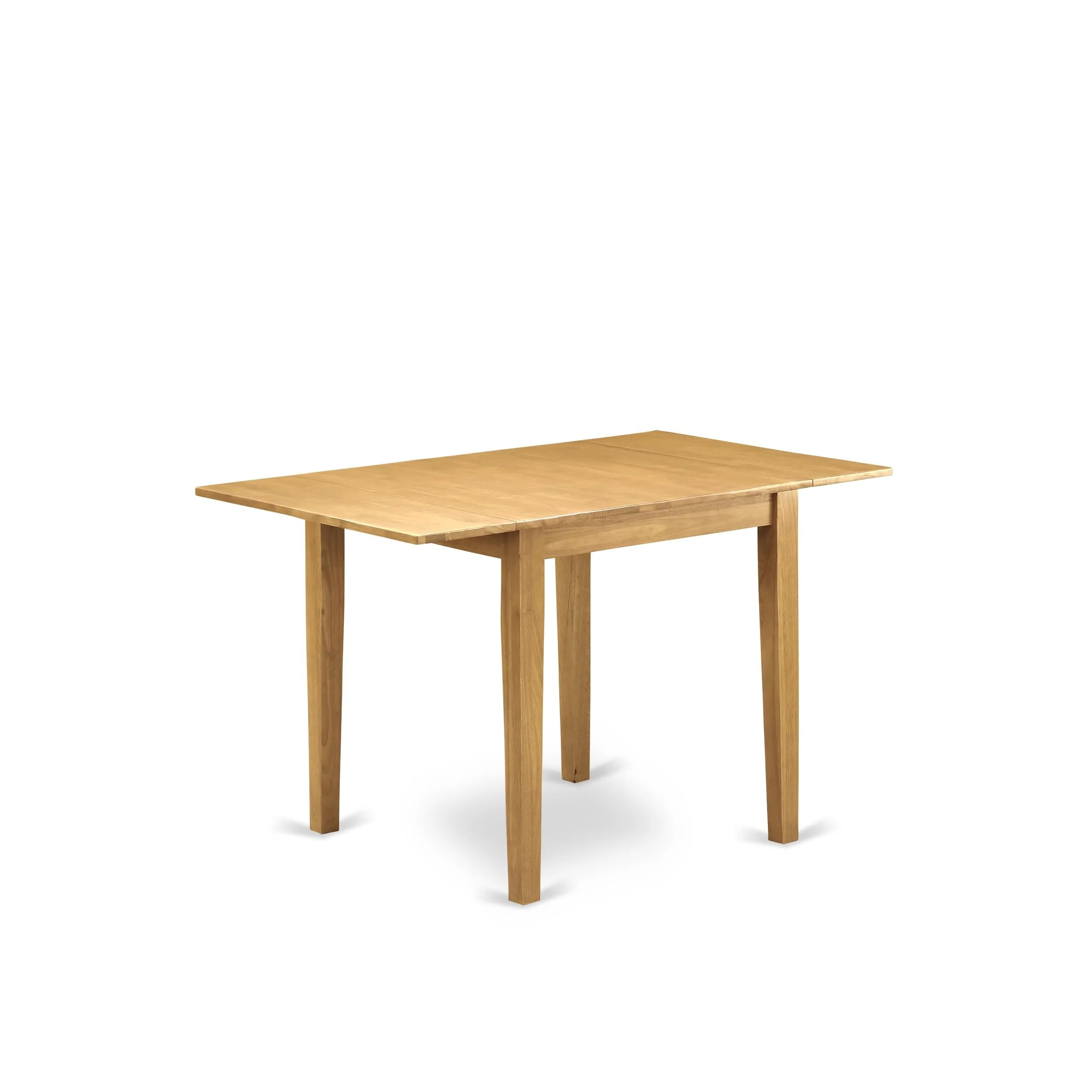 East West Furniture 1NDAB5-OAK-04 5 Piece Set Includes a Rectangle Dining Room Table with Dropleaf and 4 Light Tan Linen Fabric Upholstered Parson Chairs, 30x48 Inch